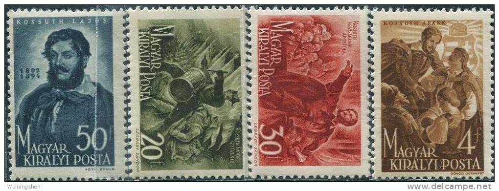 HU0905 Hungary 1944 War Of Independence Leader Kossuth 4v MNH - Unused Stamps