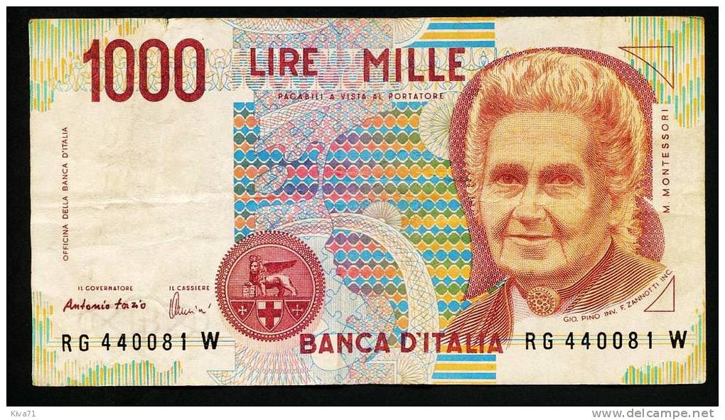 1000  Lire " ITALIE "      Vf      Usagé2 - 1000 Liras