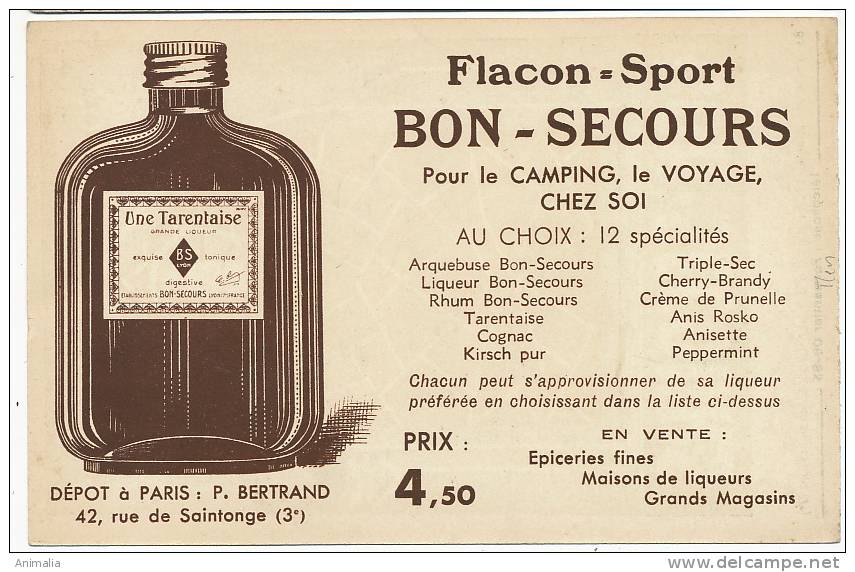 Elixir Arquebuse Bon Secours Ch. Revel Lyon 7 Dos Paris 3 Rue Saintonge , Anisette, Cognac - Publicité