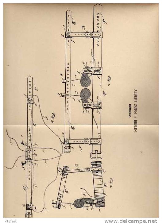 Original Patentschrift - Bartformer , Schnurrbart , 1901 , A. Zorn In Berlin , Bart !!! - Toebehoren