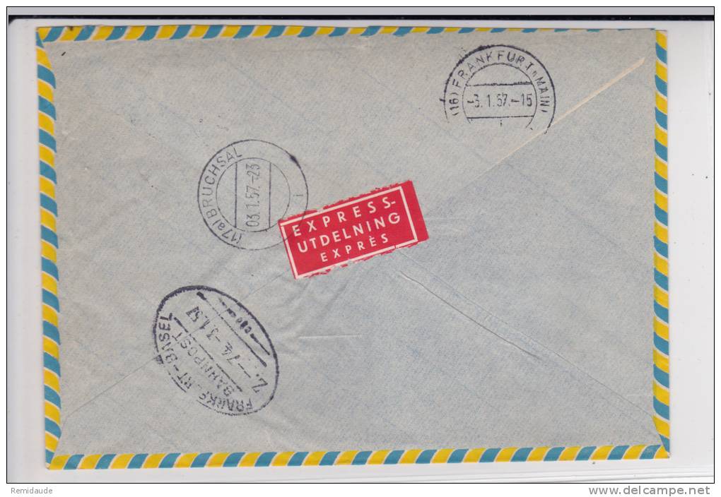 SVERIGE - 1957 - ENVELOPPE Par AVION EXPRES De GÖTEBORG Pour BRUCHSAL (GERMANY) - Covers & Documents