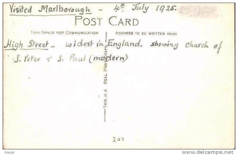 RPPC: HIGH STREET, MARLBOROUGH, WILTSHIRE ~1925 - Autres & Non Classés