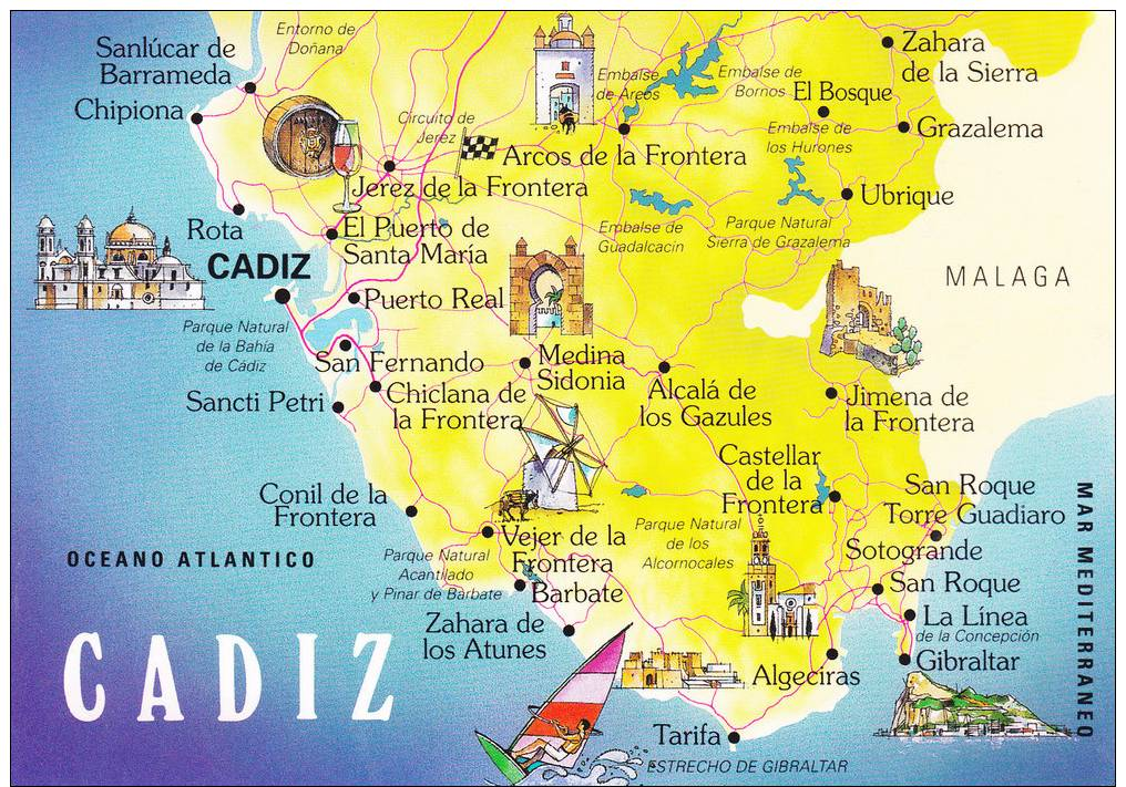 CARTES GÉOGRAPHIQUES-ANDALOUSIE-CADIZ-édition: PAJARES 1525- Cpm, Neuve - Cartes Géographiques