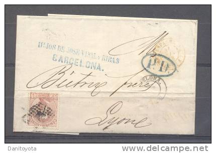 1871.- BARCELONA A LYON (FRANCIA) - Cartas & Documentos