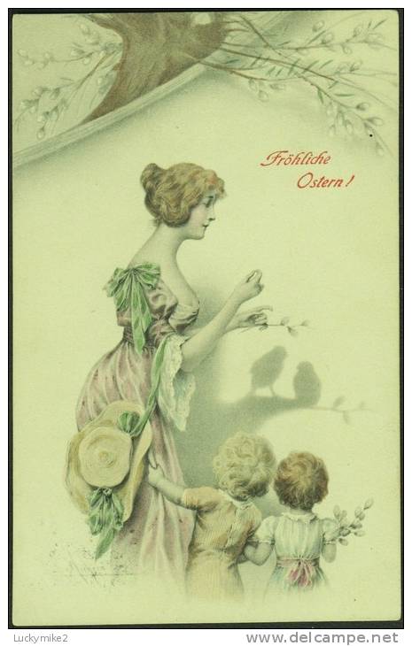 "Happy Easter"  Illustrated By  'R R Wichera',   Posted Austria 1905.     G-137 - Wichera
