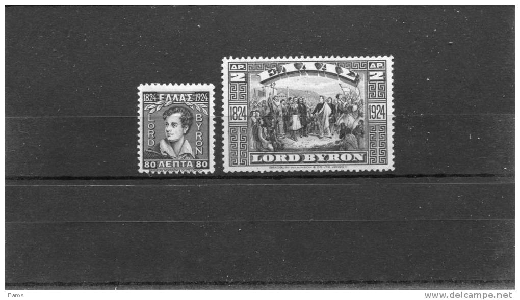 1924-Greece- "Lord Byron"- Complete Set MH - Unused Stamps