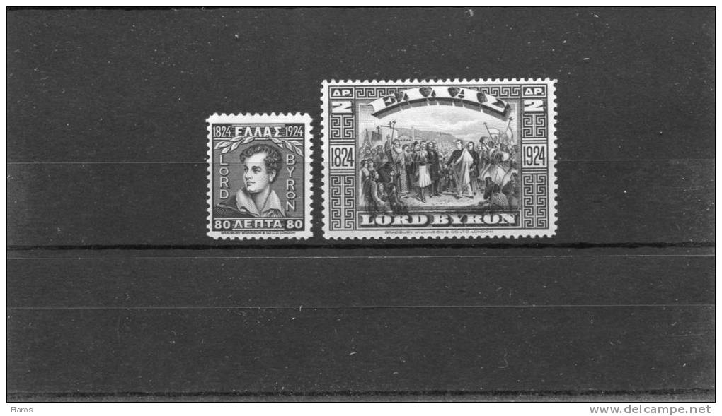 1924-Greece- "Lord Byron"- Complete Set MH - Nuevos