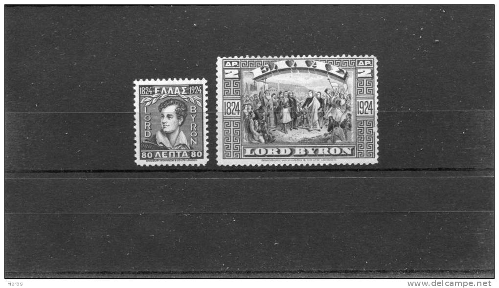 1924-Greece- "Lord Byron"- Complete Set MH (small Front Thin) - Unused Stamps