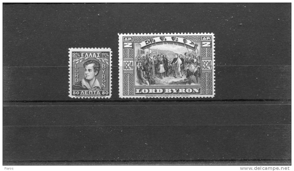 1924-Greece- "Lord Byron"- Complete Set MH (lightly Toned) - Unused Stamps