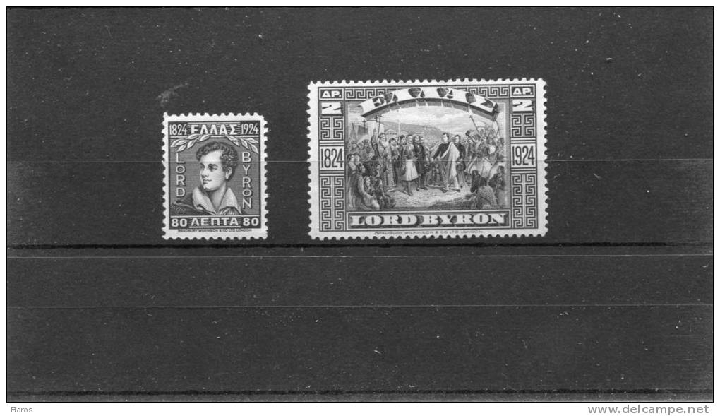 1924-Greece- "Lord Byron"- Complete Set MH (lightly Toned) - Nuevos