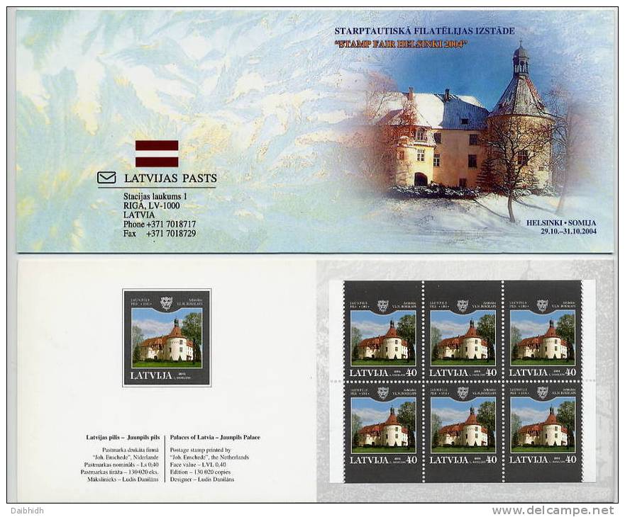 LATVIA 2004 Helsinki Stamp Fair Booklet With Jaunpils Palace Michel 622 X 6  MNH / ** - Letonia