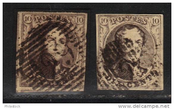 BELGIQUE N° 6 X 2 Nuances  Obl. Superbes - 1851-1857 Médaillons (6/8)