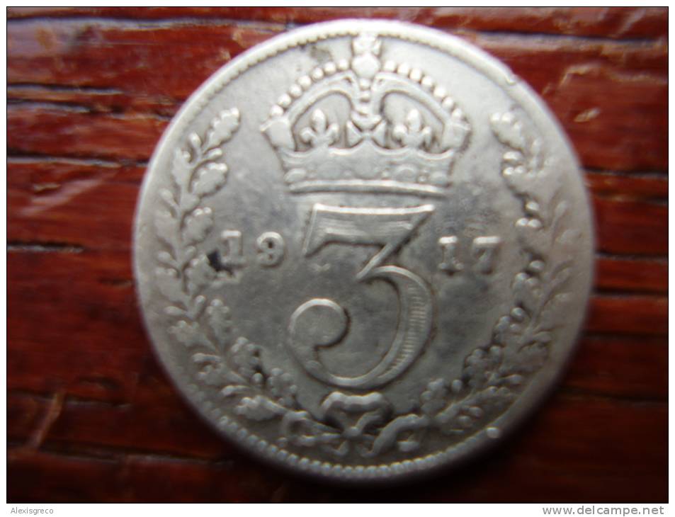 Great Britain 1917 GEORGE V  THREE PENCE  USED REASONABLY GOOD CONDITION. - Other & Unclassified