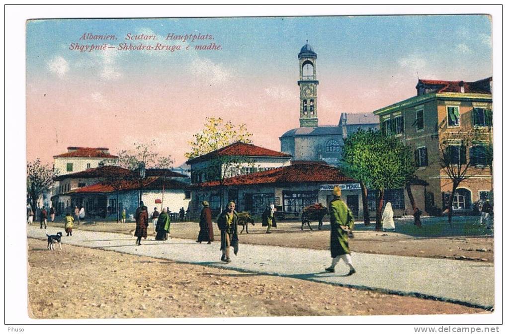 ALB-2  SKUTAR I/ SHKODRA : Hauptplatz - Albanie