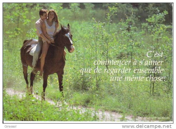 CPSM CHEVAL CHEVAUX Couple Cavalier Romantique Pas Mention CP Si Bandes Jaunes Dues Au Scan - Pferde