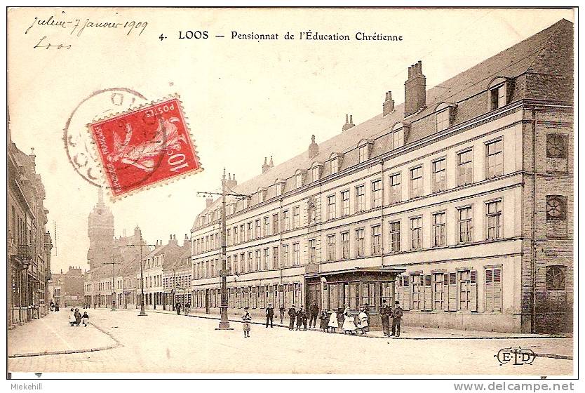 59-LOOS-PENSIONNAT DE L'EDUCATION CHRETIENNE-timbre Côté Vue - Loos Les Lille