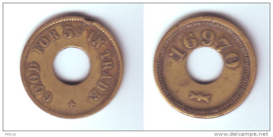 U.S.A. Token "GOOD FOR 5 C IN TRADE" 16970 - Andere & Zonder Classificatie