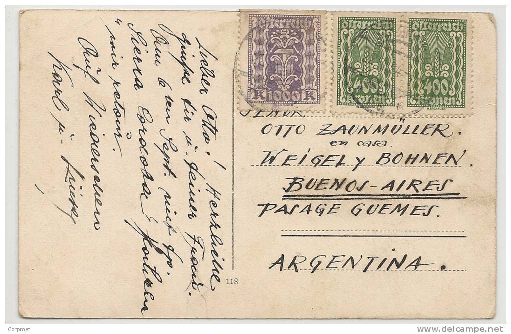 AUSTRI A - VF 1924 Pair Of Yvert # 279 + 316 On POSTCARD (Wien - Stephanskirche) To BUENOS AIRES - Lettres & Documents