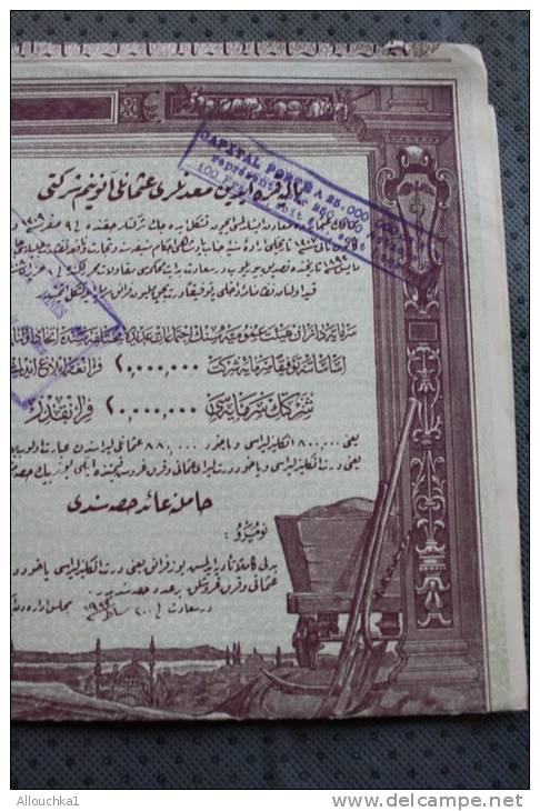MINES (lignite) De BALIA -KARAIDIN  Empire Ottoman Turquie Constantinople Le 20 Février 1923 Titre /action - Mineral