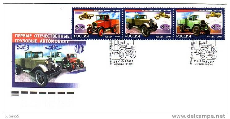 Russie /Russia 2007 The First Russian Lorries - AUTO  3v. - FDC - FDC