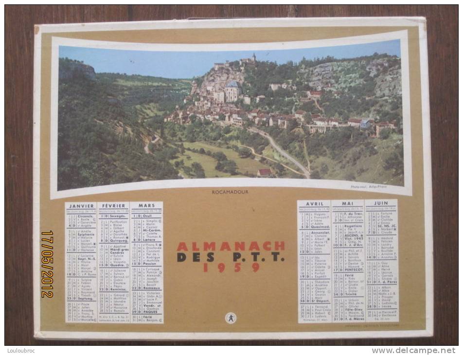 ALMANACH DES POSTES 1959 OBERTHUR OUVRANT DEUX VUES ROCAMADOUR ET GERARDMER - Groot Formaat: 1941-60