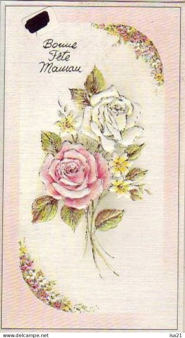 Carte " BONNE FETE MAMAN" Avec Des Roses Rouge Et Blanche - Festa Della Mamma