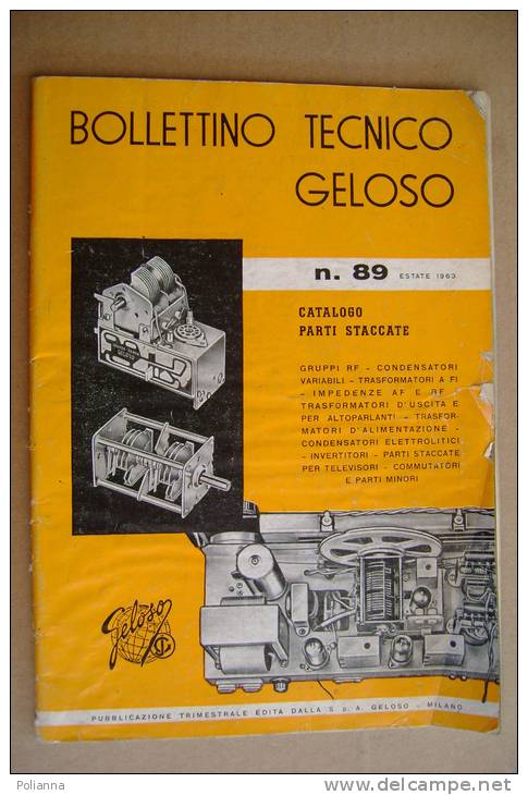 PBF/23 BOLLETTINO TECNICO GELOSO 1963 Componenti RADIO/TELEVISORI - Literatur & Schaltpläne