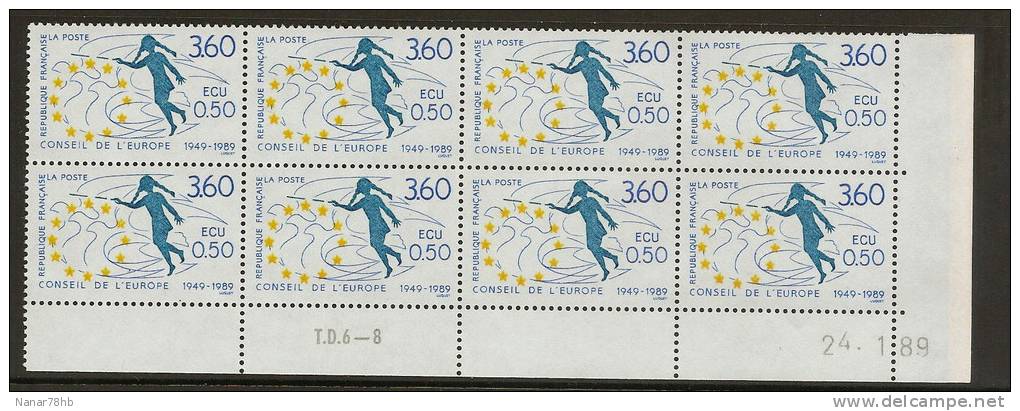 (d) Bloc De 8 Tlmbres N°101 (conseil De L´europe) (valeur Franc Et Ecu) (date 24/01/1989) - Dienstzegels