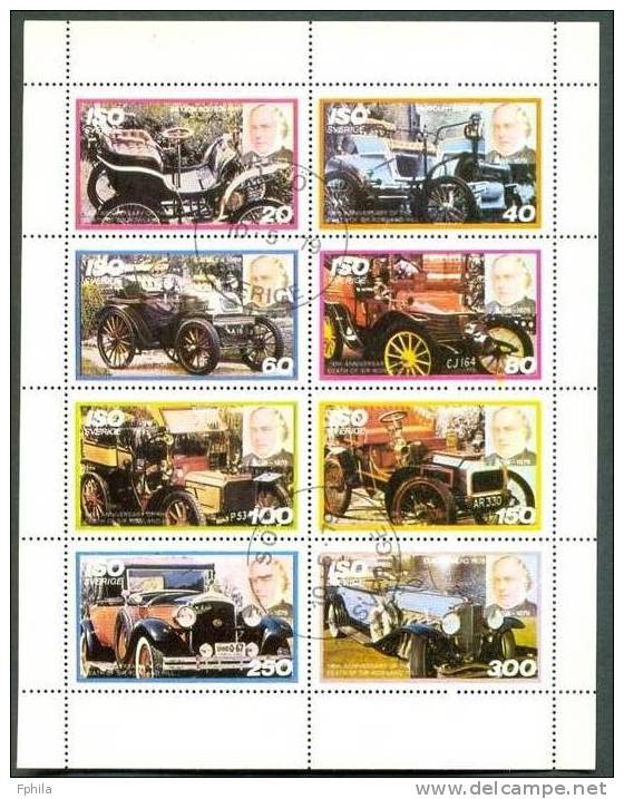 1979 SWEDEN FIRST CARS SOUVENIR SHEET - Fantasie Vignetten