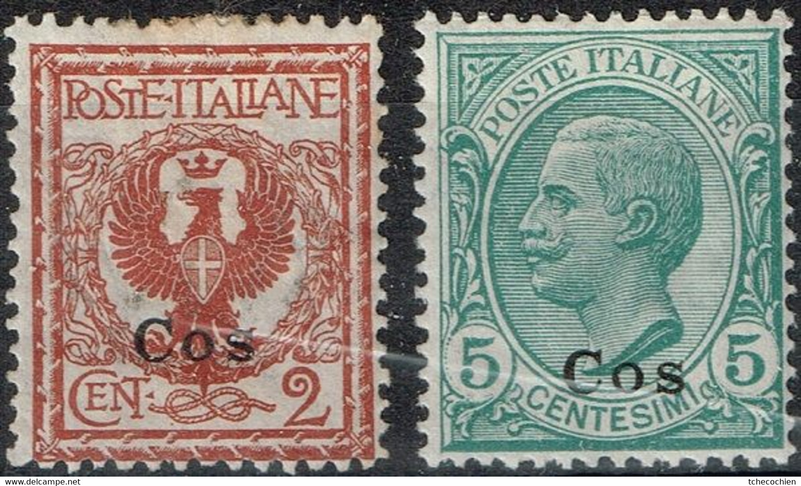 Egée - Cos - 1912 - Y&T N° 1 Et 2, Neufs Avec Traces De Charnières - Egée