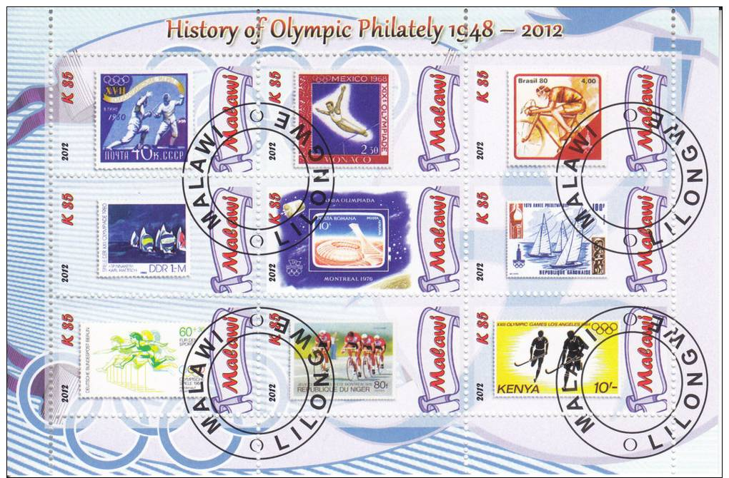 JEUX OLYMPIQUES/FLAMME/HOCKEY SUR GLASSE/CYCLISME/VOILE/ESCRIME/TIMBRES//MALAWI Obl (D1432A) - Autres & Non Classés