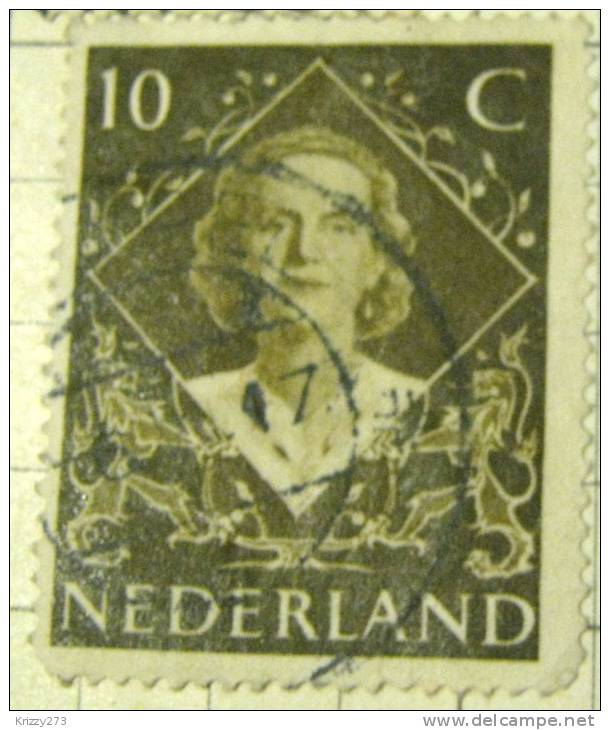 Netherlands 1948 Queen Juliana Coronation 10c - Used - Usati