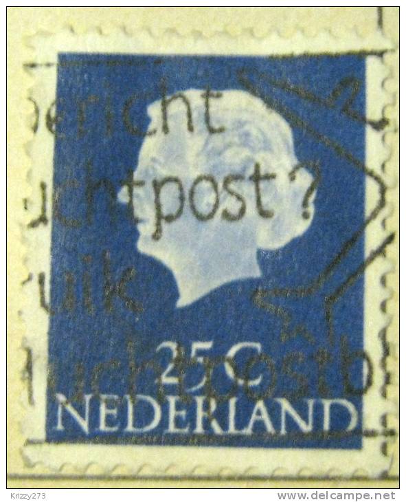 Netherlands 1953 Queen Juliana 25c- Used - Usati