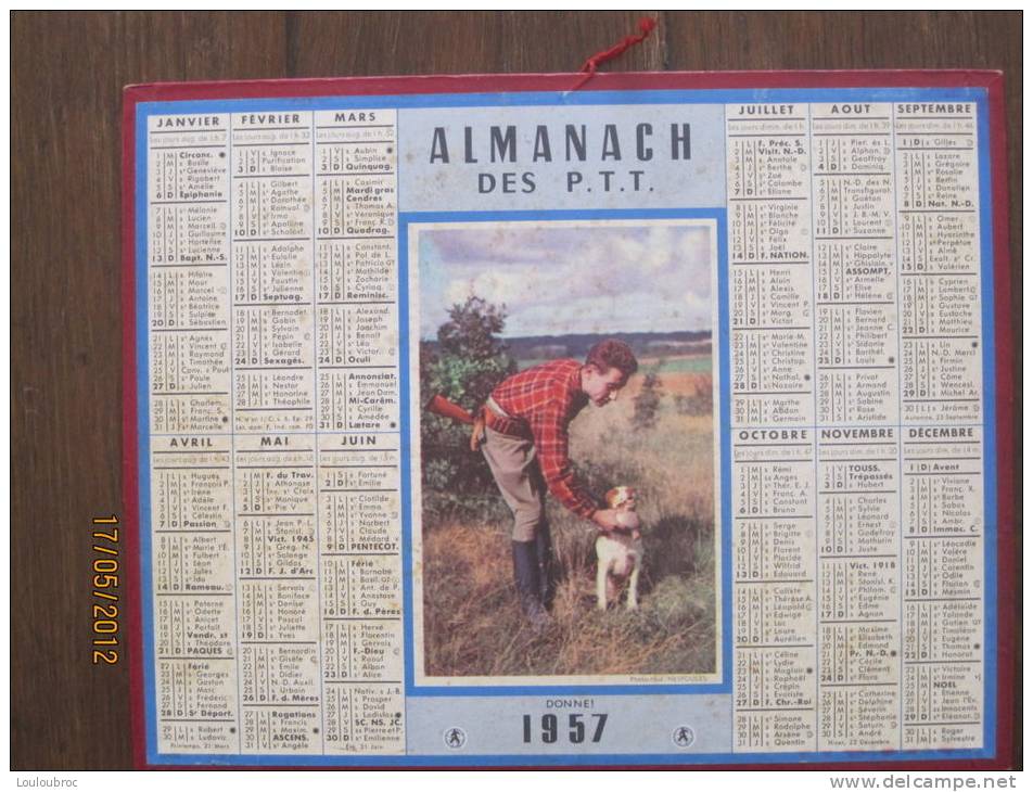ALMANACH DES POSTES 1957 OBERTHUR LA CHASSE DONNE - Grand Format : 1941-60