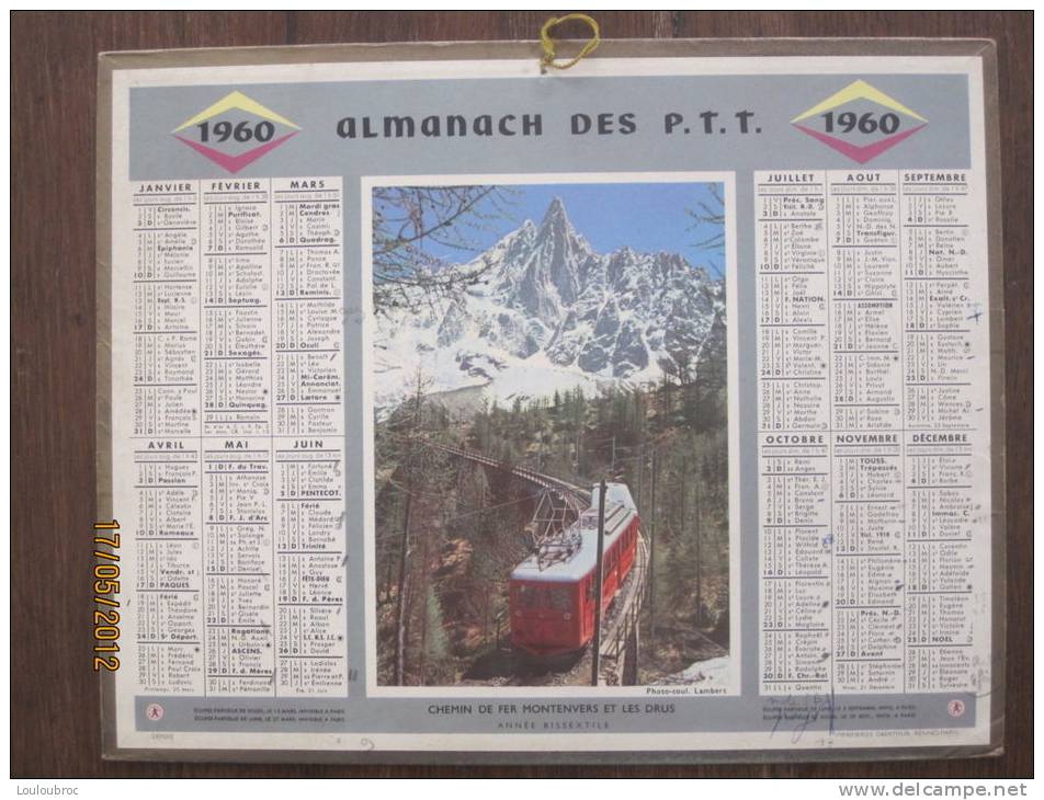 ALMANACH DES POSTES 1960 OBERTHUR CHEMIN DE FER MONTENVERS ET LES DRUS - Grand Format : 1941-60