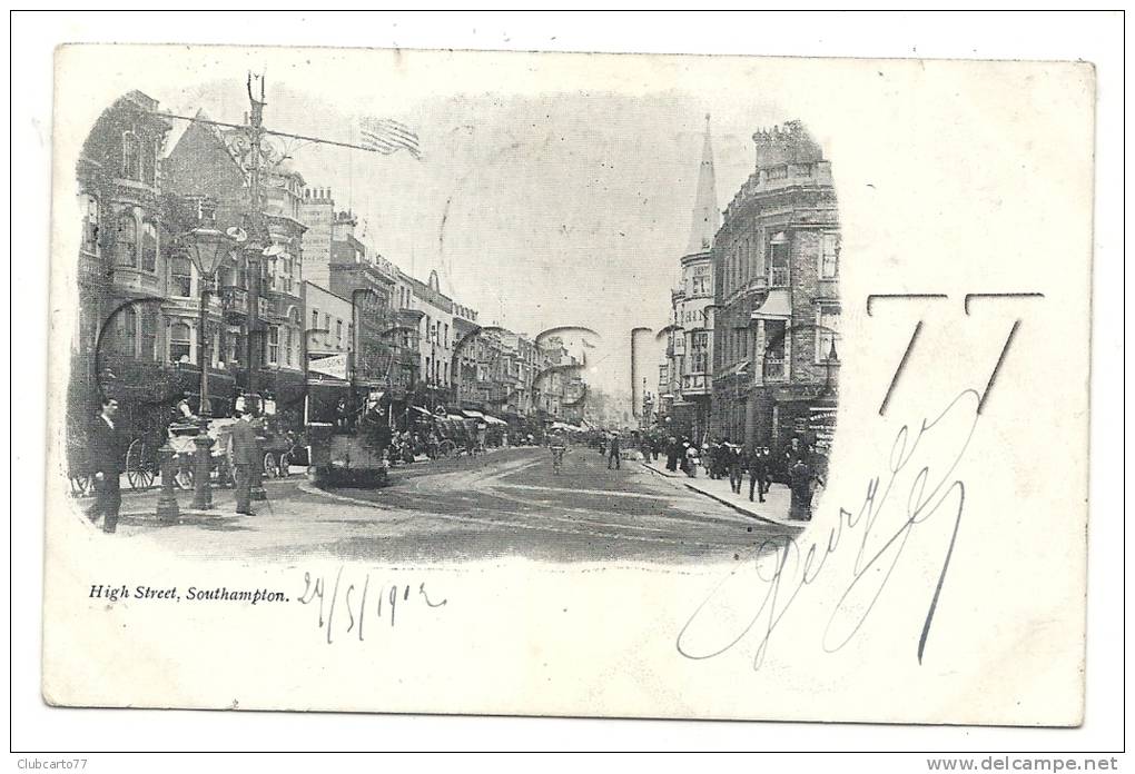 Southampton (Royaume-Uni, Hampshire) : High Street In 1902 (lively  With Tramwau ). - Southampton