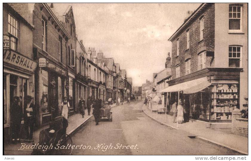 HIGH STREET, BUDLEIGH SALTERTON, DEVON ~ Nicely Animated, Shop Fronts & Vintage Car ~ By FRITHS - Altri & Non Classificati