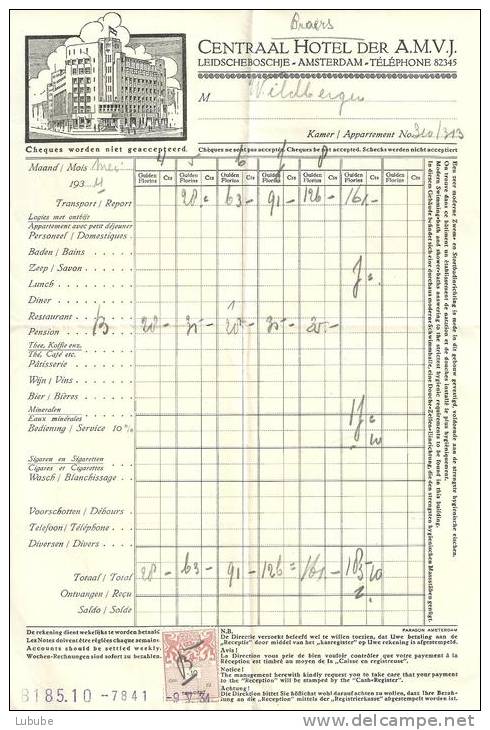 Centraal Hotel Der AMVJ Amsterdam        1934 - Niederlande