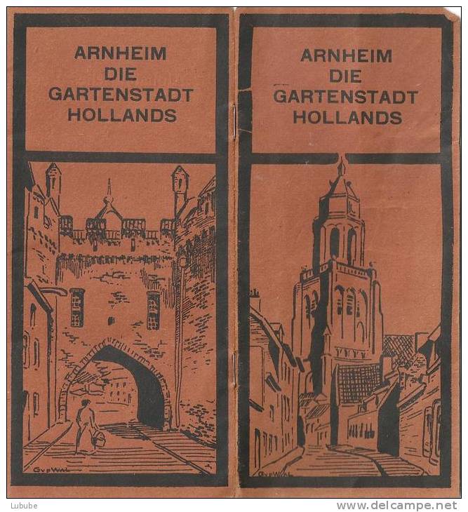 Faltbroschüre  "Arnheim - Die Gartenstadt Hollands"            1934 - Tourisme