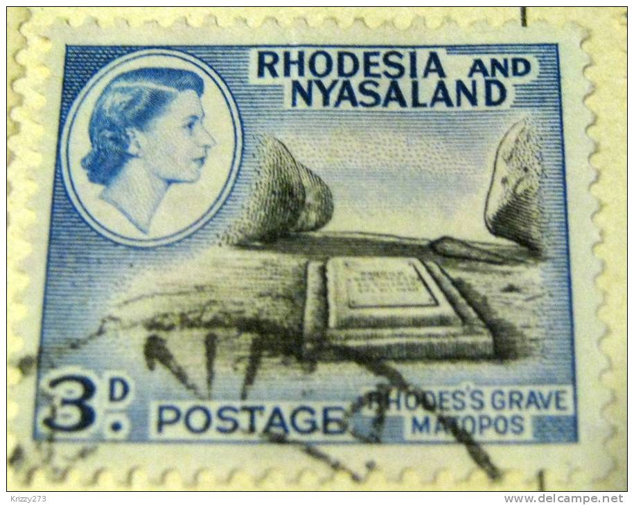 Rhodesia And Nyasaland 1959 Rhodes Grave Matopos 3d - Used - Rhodesië & Nyasaland (1954-1963)