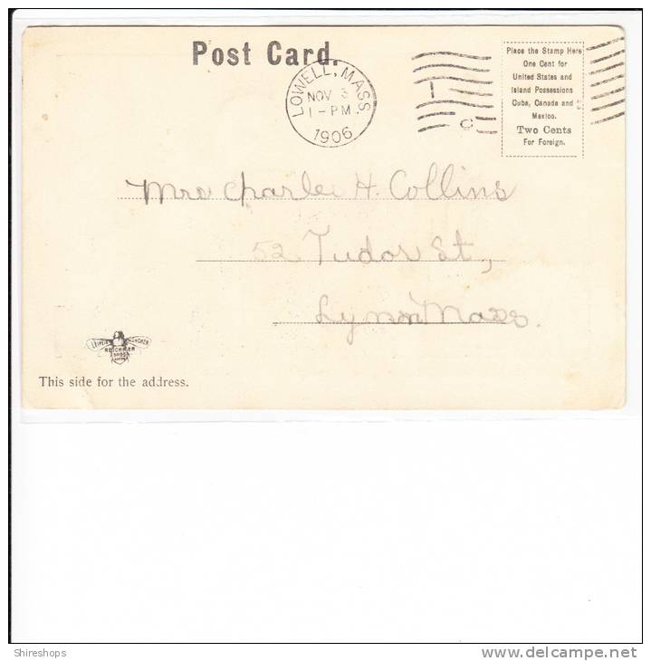 Lowell Jail Lowell Massachusetts Postmark 1906 - Prigione E Prigionieri