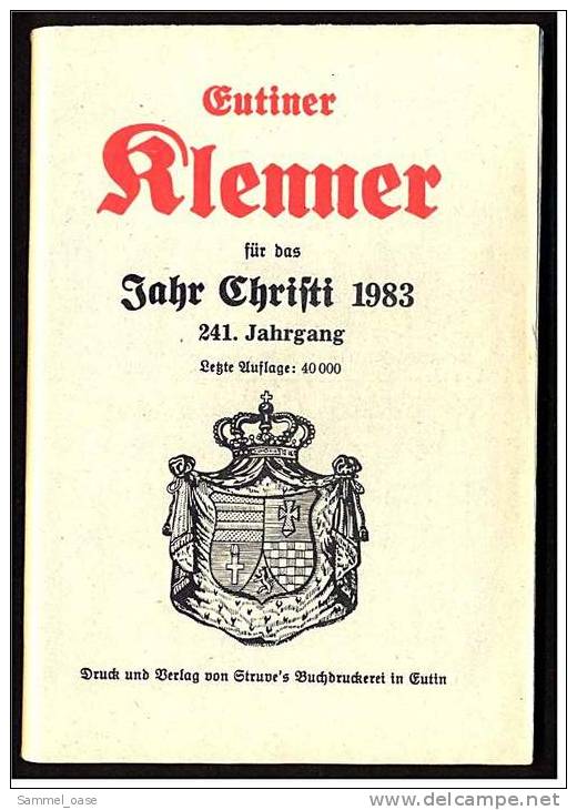 Eutiner Klenner Für Das Jahr Christi 1983 , Kalenderdarium Mit Mondauf- Und Untergangszeiten , Mondphasen - Calendriers