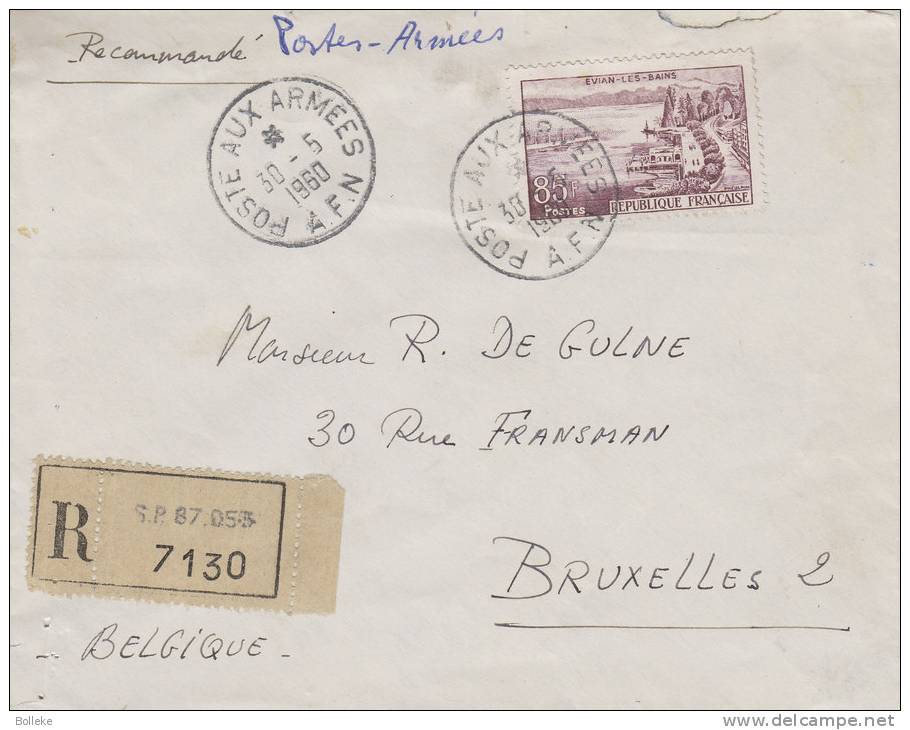 France - Lettre Recommandée De 1960 - Poste Aux Armées - Evian Les Bains - Cartas & Documentos