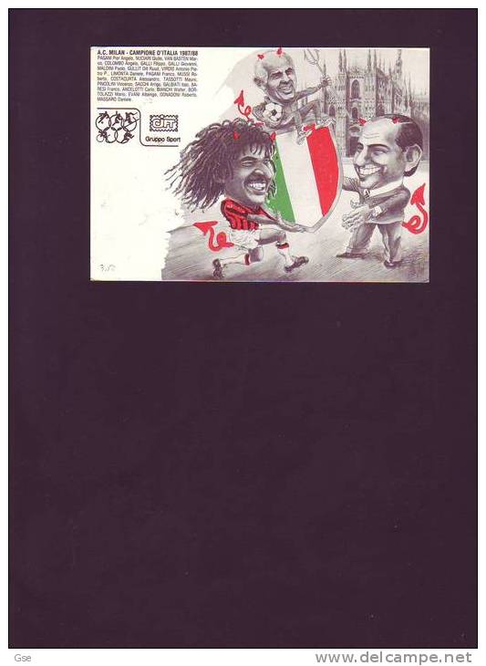 ITALIA 1988 -FDC - Sassone  1836 - Milan Campione D´Italia - Annullo Speciale Illustrato - Clubs Mythiques