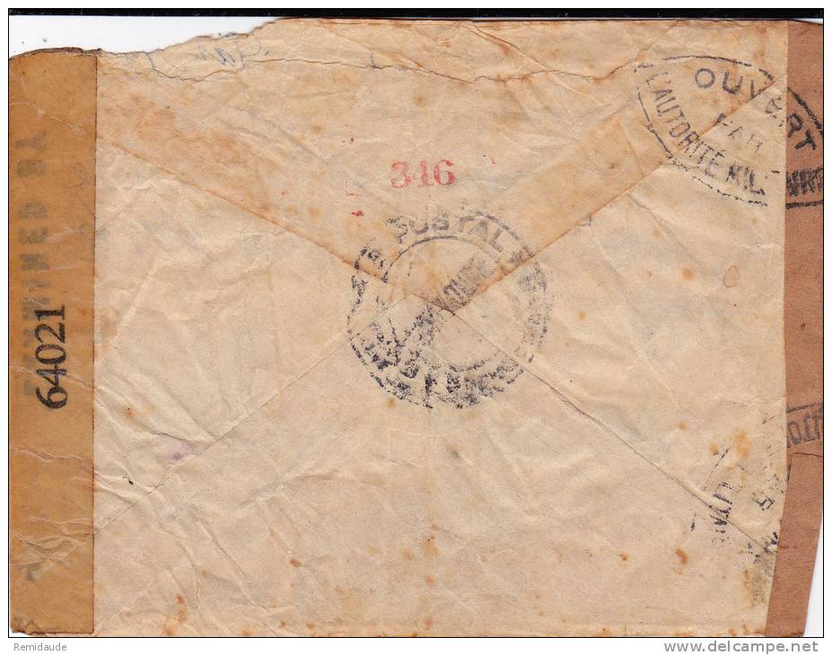 GUADELOUPE - 1944 - ENVELOPPE Par AVION De POINTE A PITRE Pour NEW YORK (USA) Avec 2 CENSURES - Storia Postale