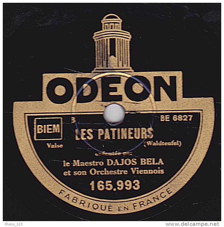 78 Tours - ODEON 165.993 - Le Maëstro DAJOS BELA - LA FEE SUR LA PENDULE - LES PATINEURS - 78 T - Disques Pour Gramophone