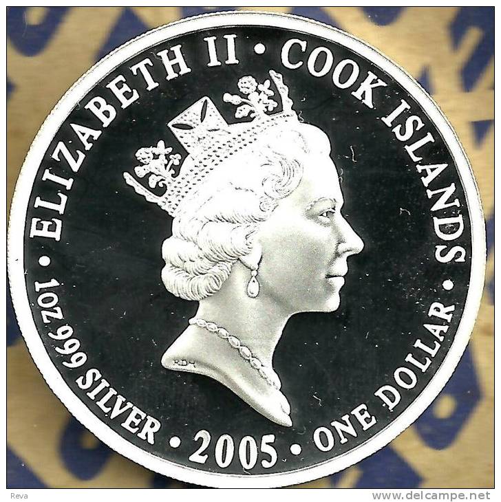 COOK ISLANDS $1 GALLIPOLI TURKEY SHIP WWI COLOURED FRONT QEII BACK 2005 SILVER PROOF READ DESCRIPTION CAREFULLY !!! - Cook