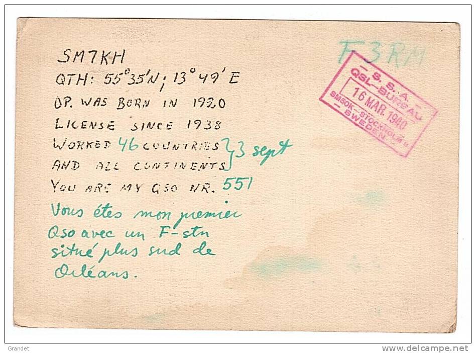 CARTE RADIO QSL - SUEDE - RODDINGEBERG - ERIKSDAL - 1939. - Radio Amateur