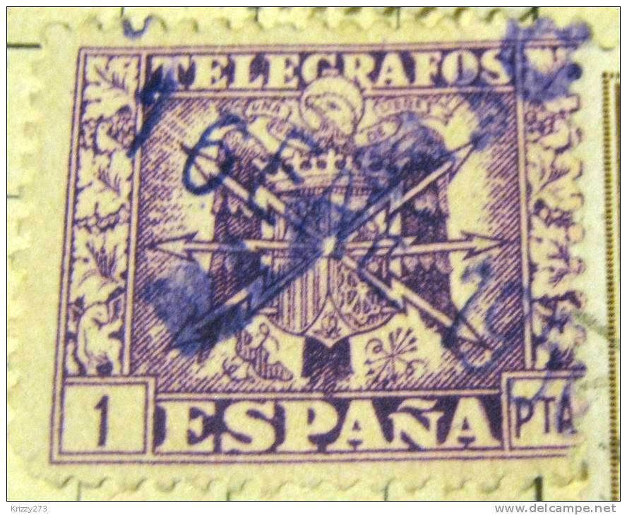 Spain 1940 Telegraph Stamp 1pta - Used - Telegramas