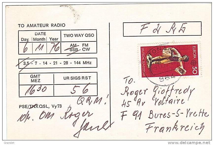 CARTE RADIO QSL - ALLEMAGNE - KRONACH - 1976. - Radio Amateur
